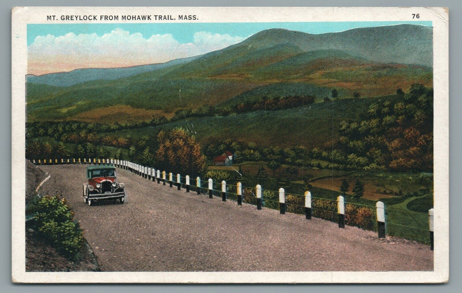 Mt. Greylock from Mohawk Trail, Mass. Scenic Vintage Postcard Posted 1933