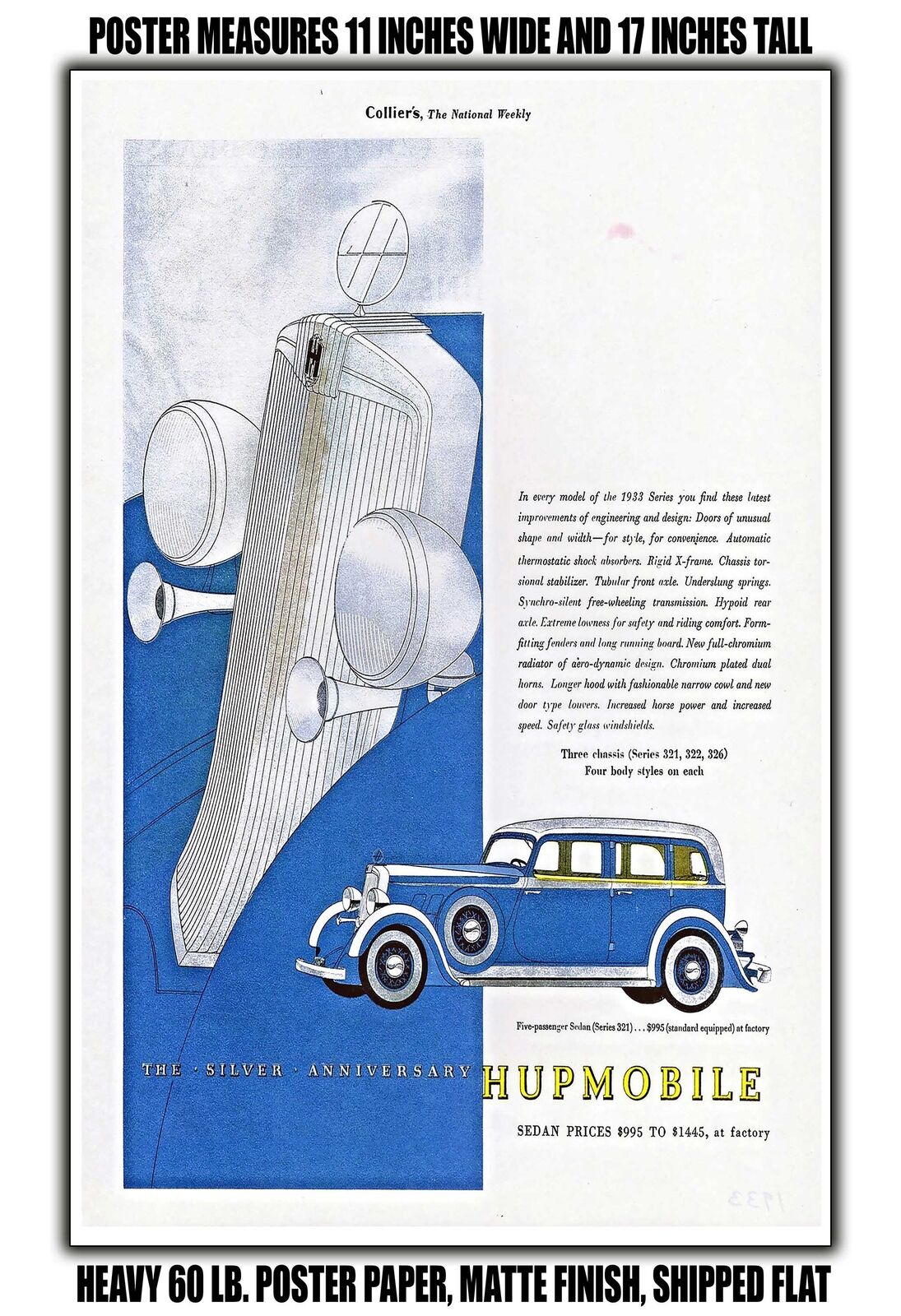 11x17 POSTER - 1933 Silver Anniversary Hupmobile