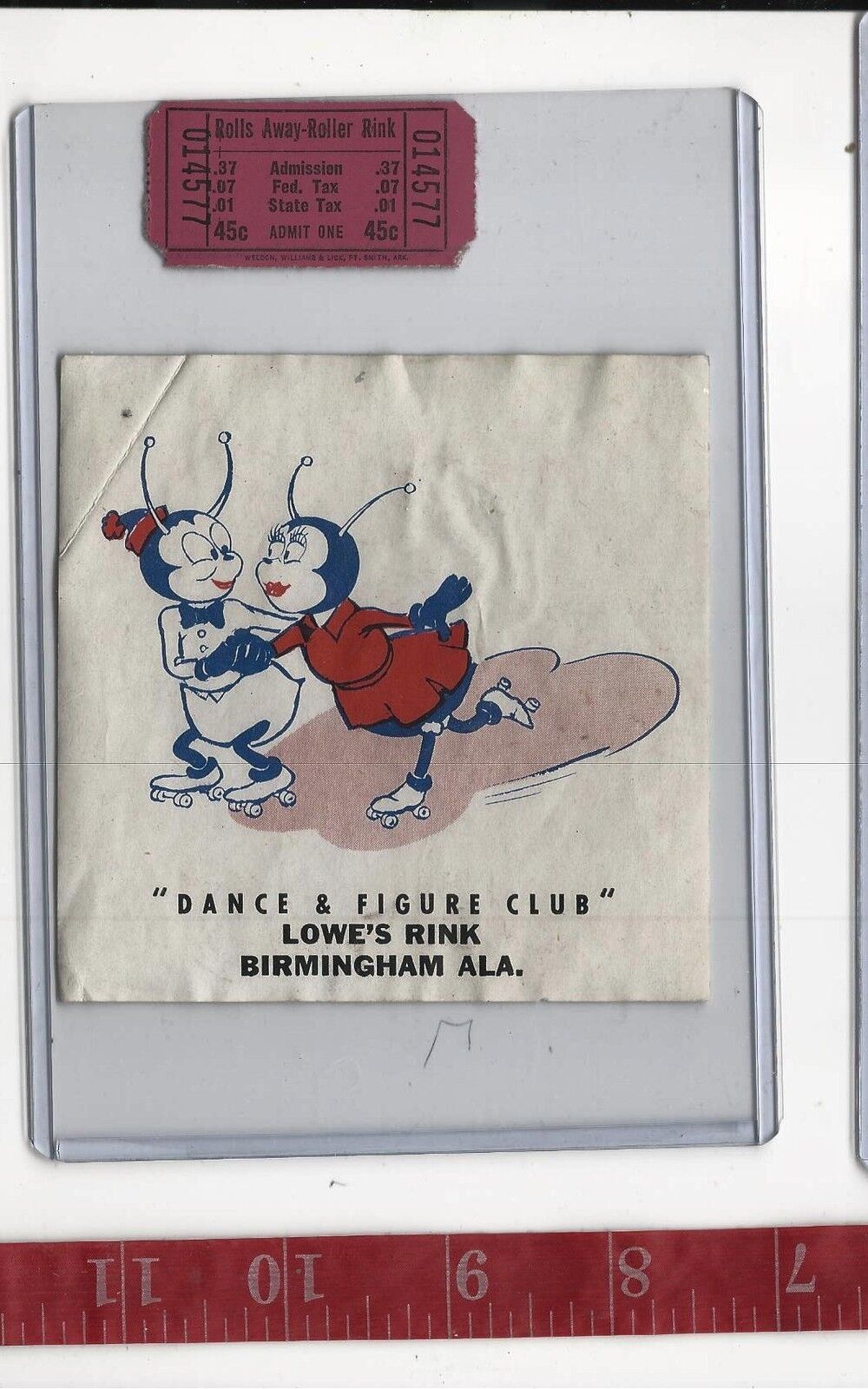 vintage lot roller rink decal Lowe\'s Rink Birmingham Al & ticket