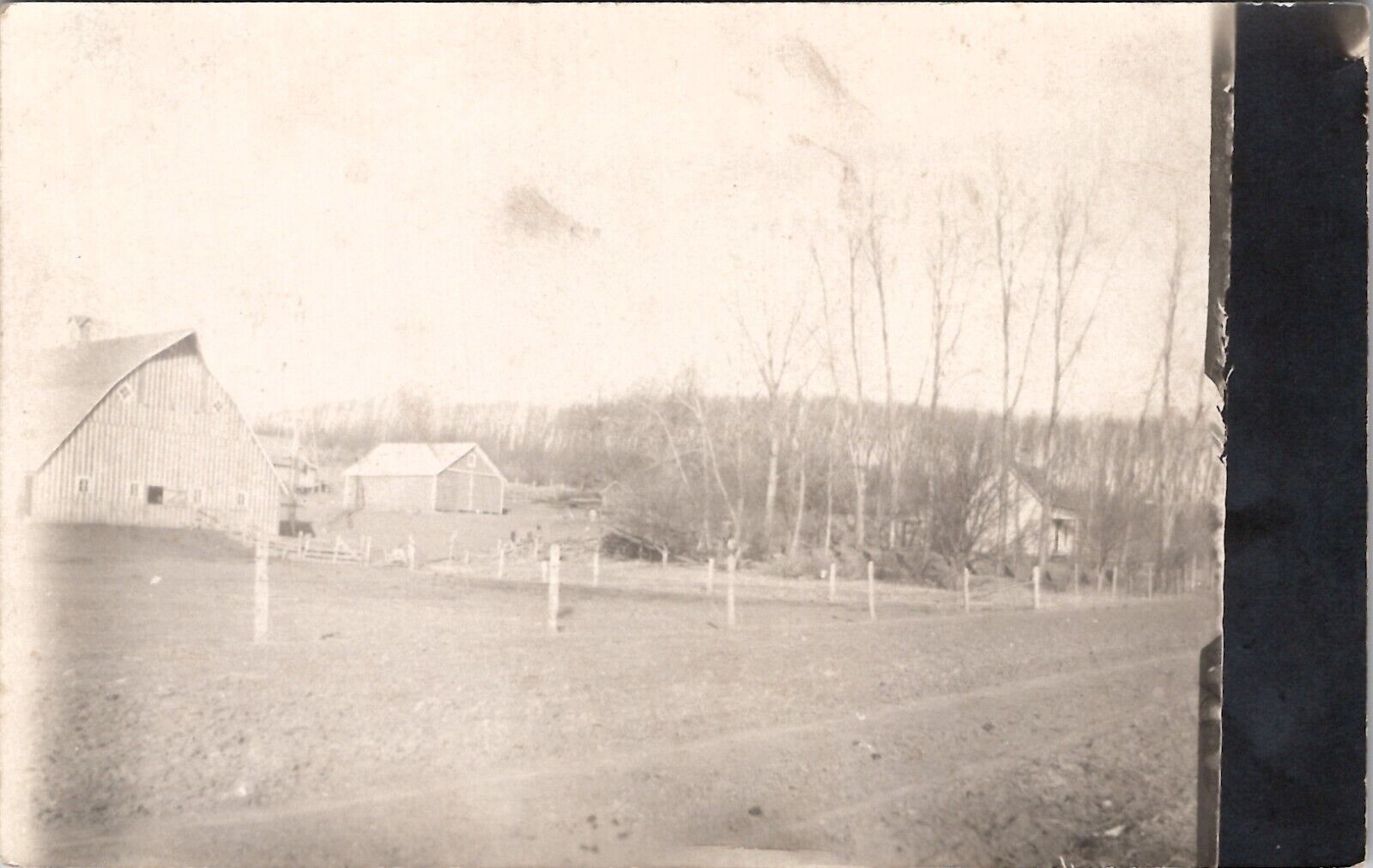 RPPC Typical Early American Farmhouse Scene with Bank Barn c1910 Postcard W20