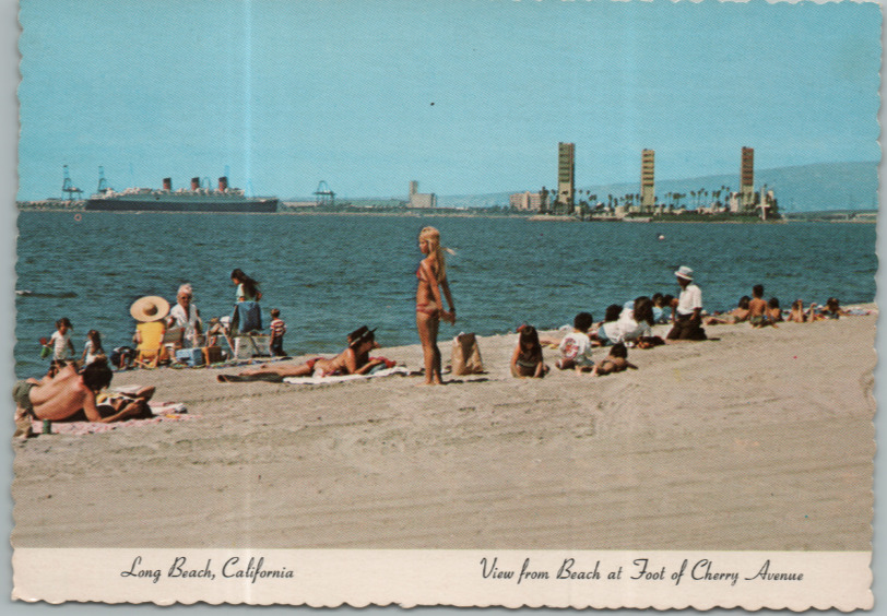 Vintage Postcard View From Beach At Foot Of Cherry Avenue Long Beach California