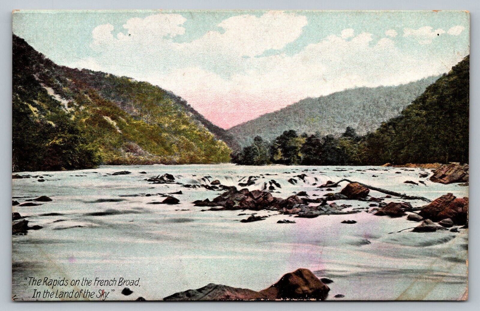 Postcard The Rapids On the French Broad Land of The Sky North Carolina NC