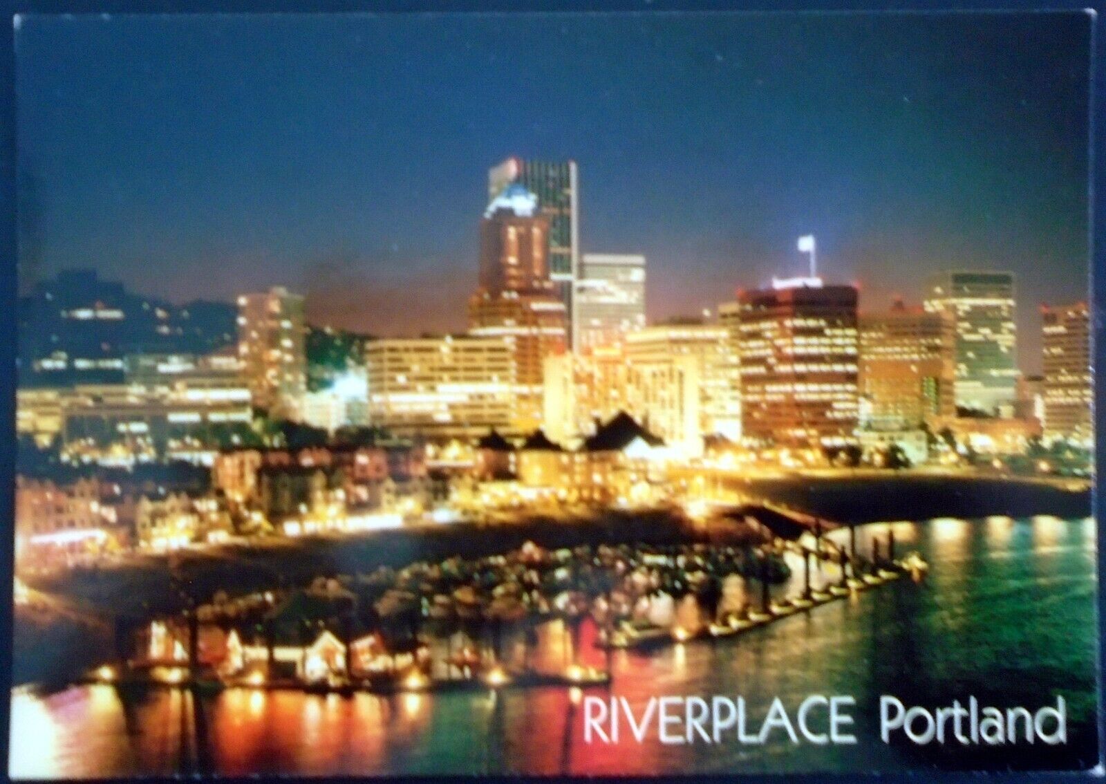 Illuminated Sights of Riverplace Marina, Downtown, Willamette River, Portland, O