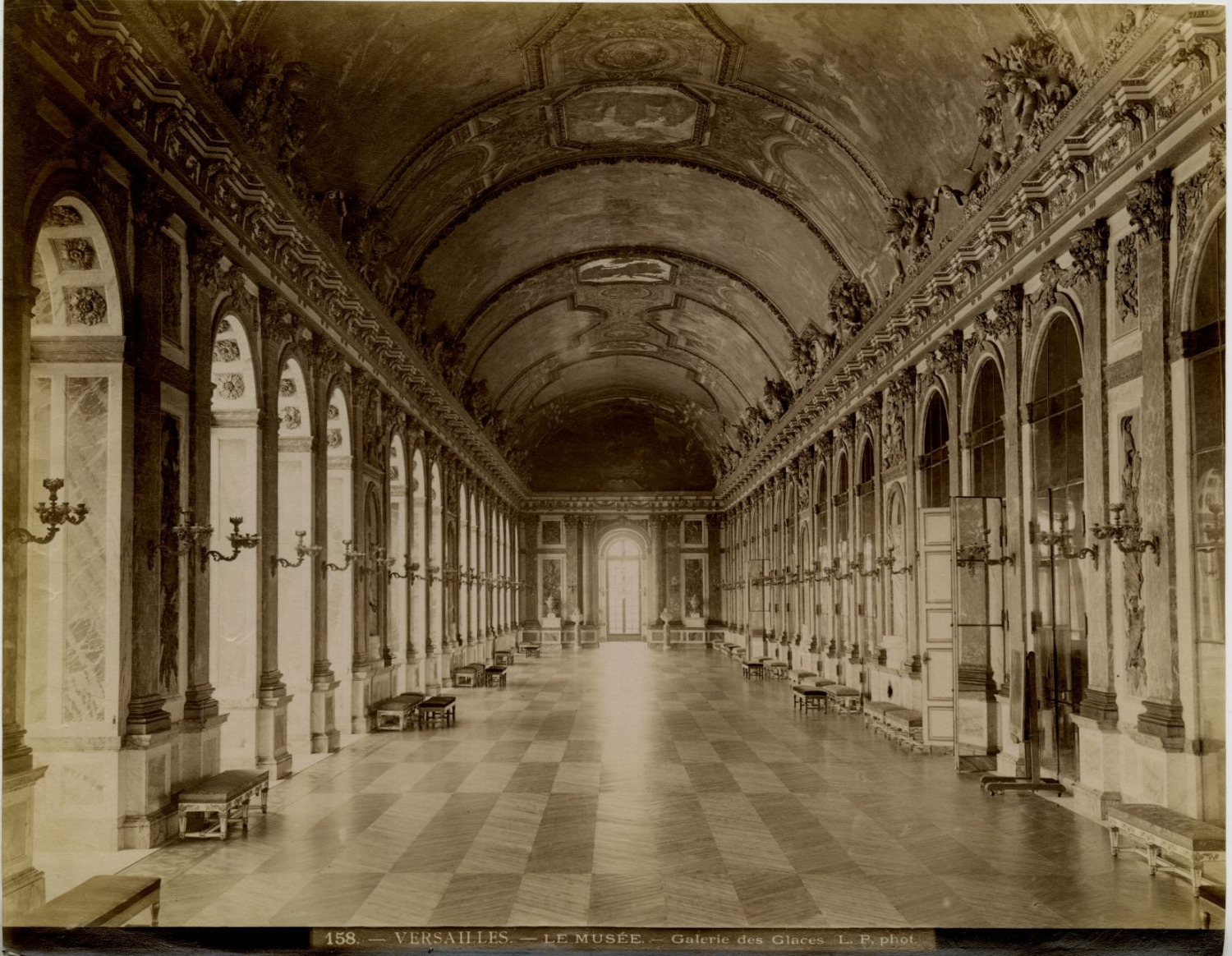 L.P. France, Versailles, the museum, Galerie des Glaces vintage albumen print, Fr