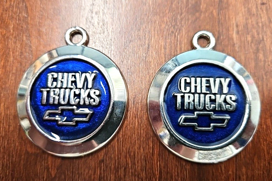 CHEVY TRUCK Vintage Hillman Icarriers USA Silver Navy GM Car Key Chain Fob LOT/2