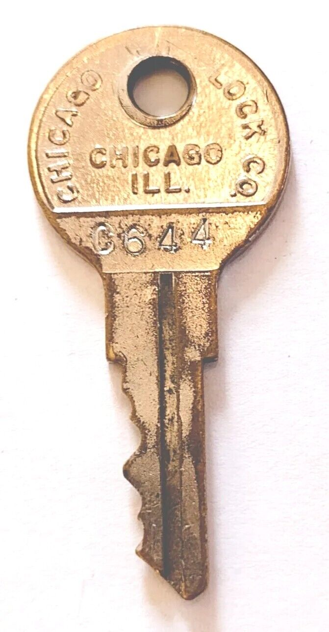 Vintage Key Chicago Lock Co C644 Security Steel Equipment Avenel NJ Appx 1-3/4\