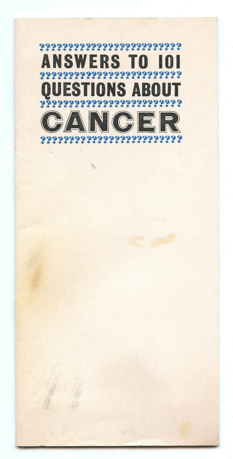 Answers To 101 Questions About CANCER Vintage ©1961 Booklet