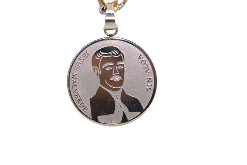 Jesus Malverde Medalla con Cadena Acero Inoxidable Dije NUEVO
