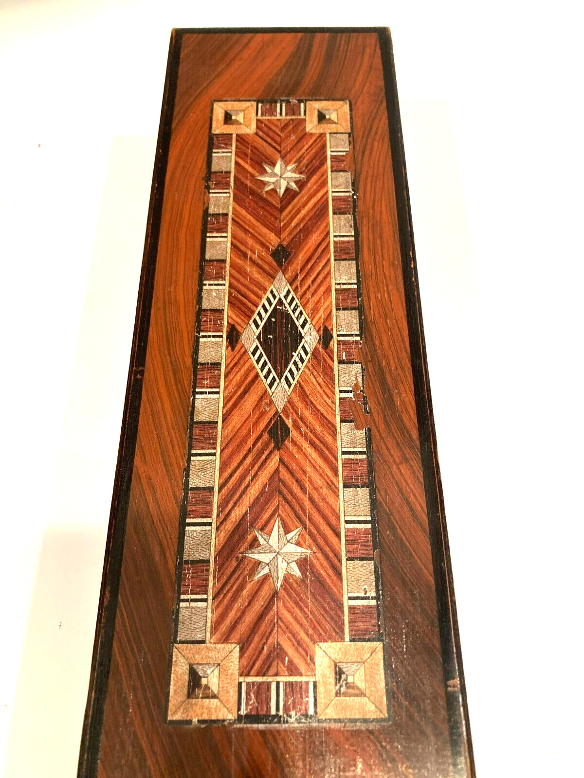 Japanese FAUX Inlaid Marquetry Wood Cigarette Box Antique