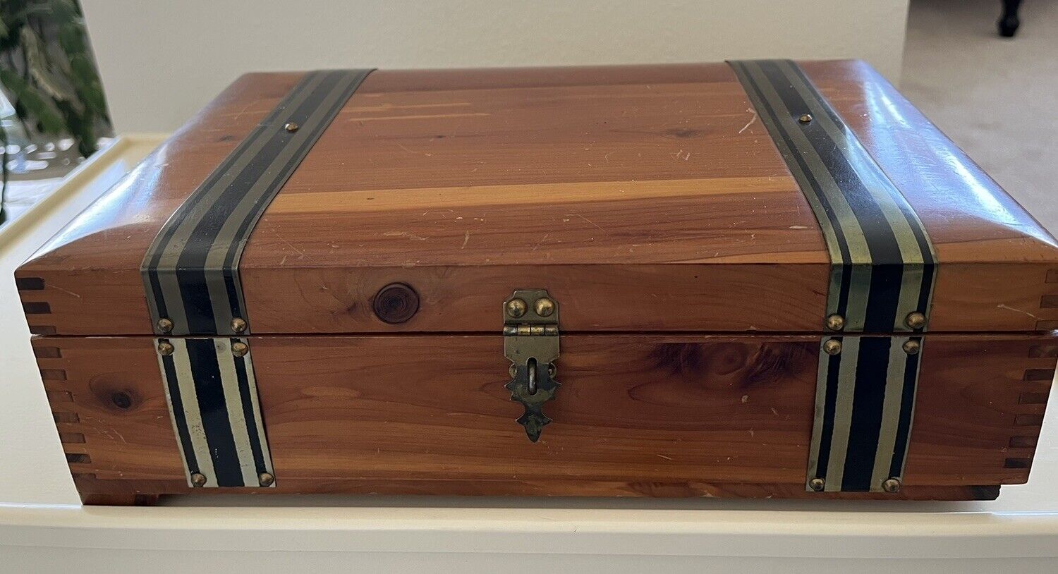 Vintage Wooden Cedar Box Storage 12 X7 X 3.5”