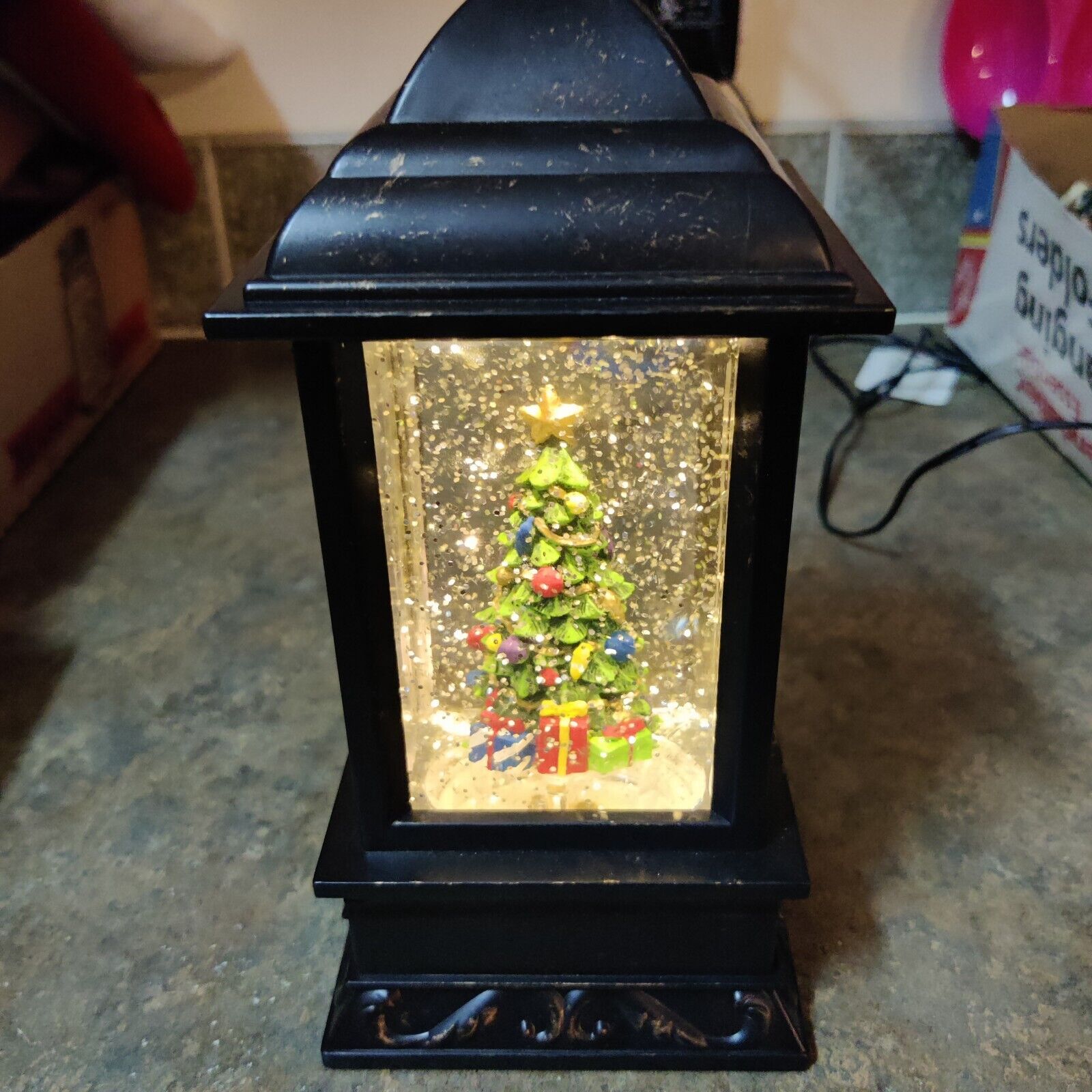 Lighted LED Glitter/Water Christmas Tree Lantern  (CHRISTMAS TREE WATER)