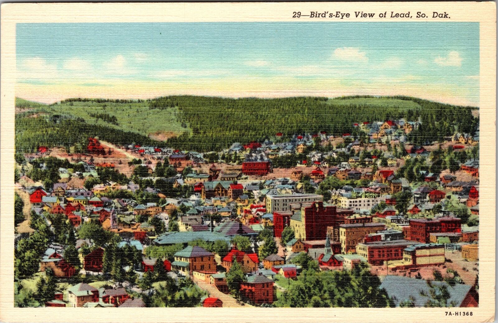Lead SD-South Dakota, Aerial View Town Area, Vintage Postcard