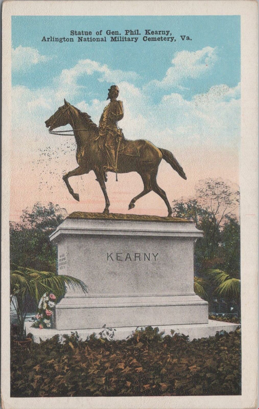 Postcard Statue Gen Phil Kearny Arlington National Military Cemetery VA 