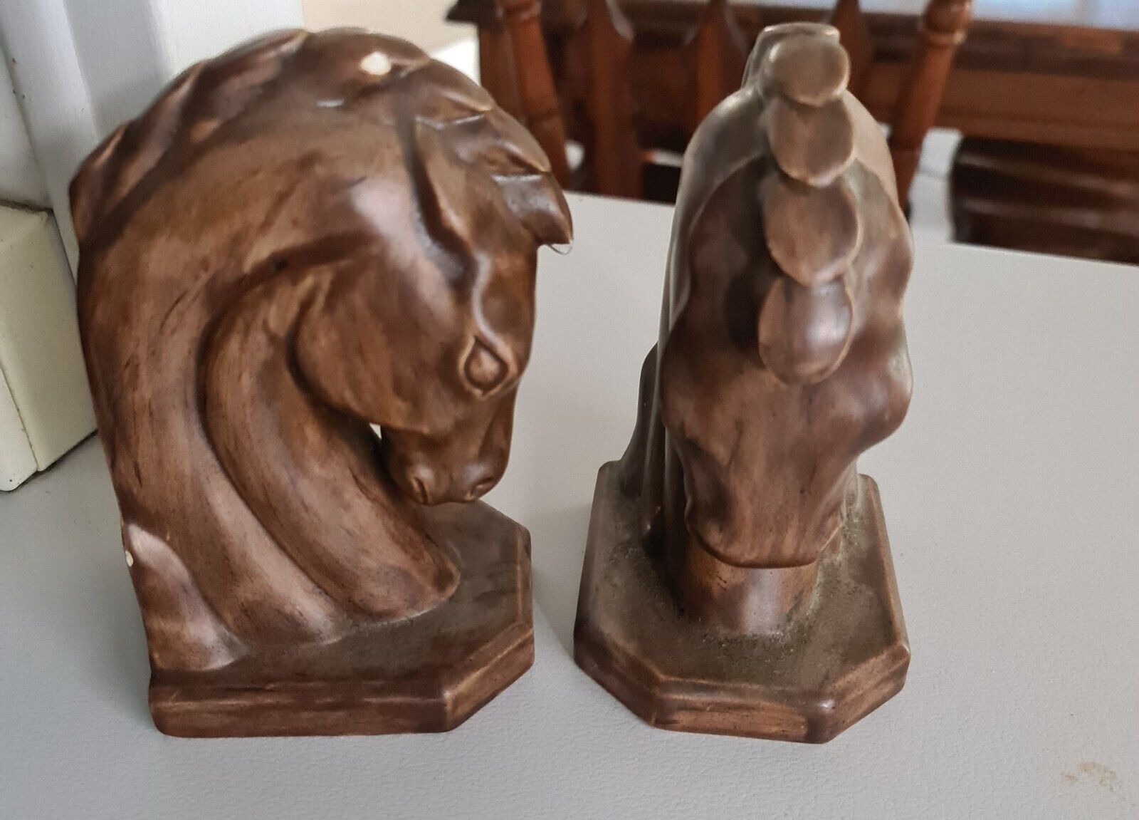 Horse-Head Bookends , Stamped , Vintage , In Great Condition
