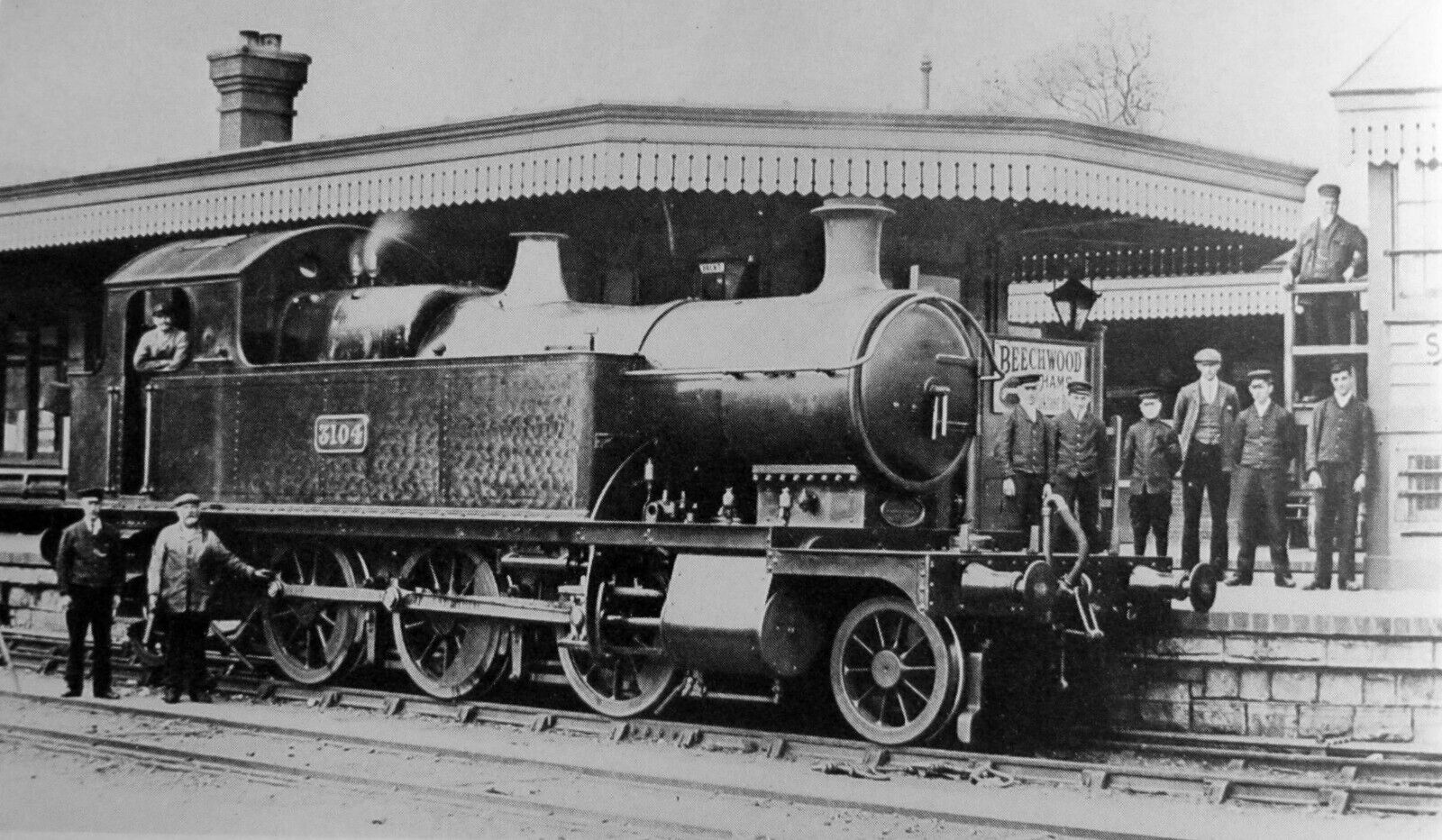 GWR 2-6-2 TANK ENGNE SOUTH BRENT 1906 VERY EARLY VINTAGE RAILWAY IMAGE MOUNTED