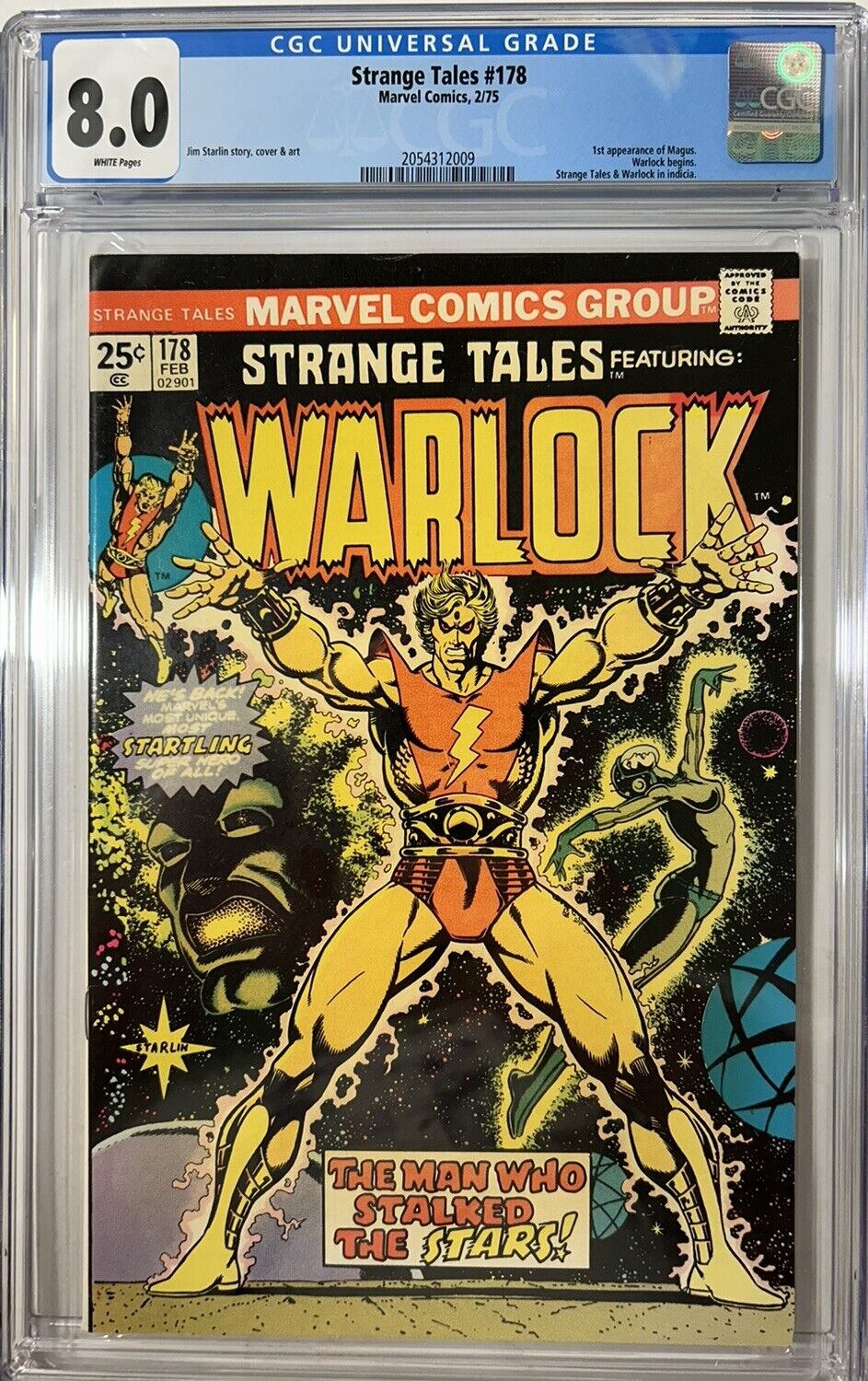 Strange Tales #178 CGC 8.0 White Pages (1975) – 1st app Magus - Warlock begins