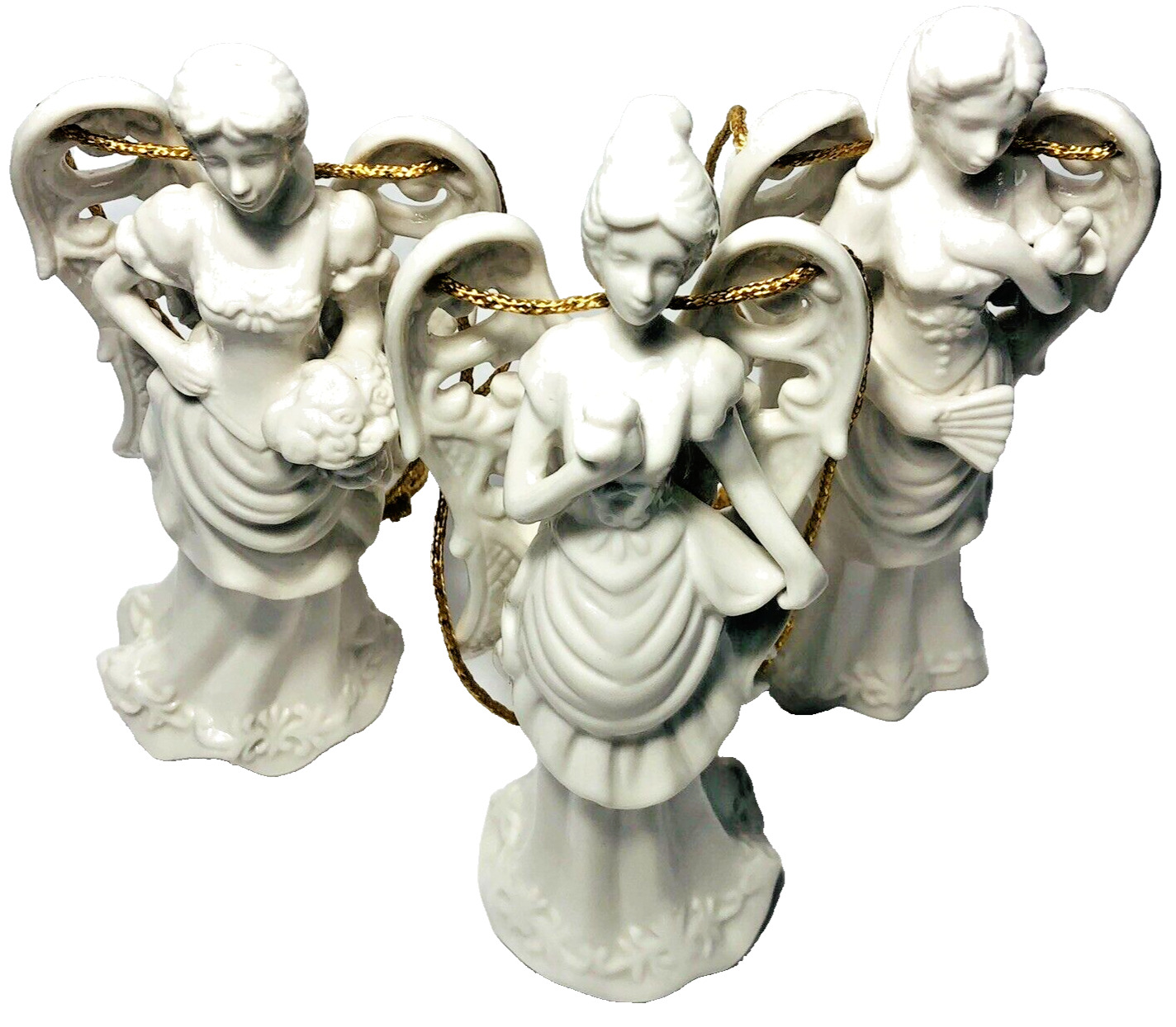 Vintage Porcelain Angel Figurines Set Of 3 Christmas Decoration Ornaments 7\