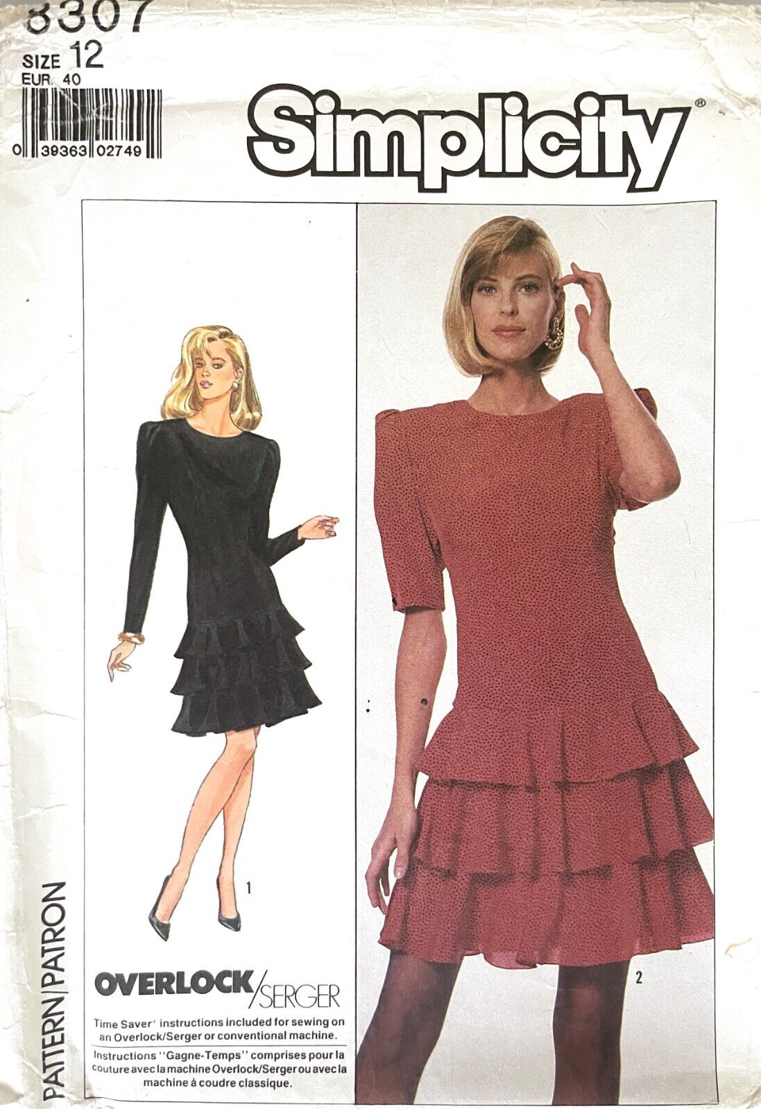 1980's Simplicity Misses' Dress Pattern 8307 Size 12 UNCUT