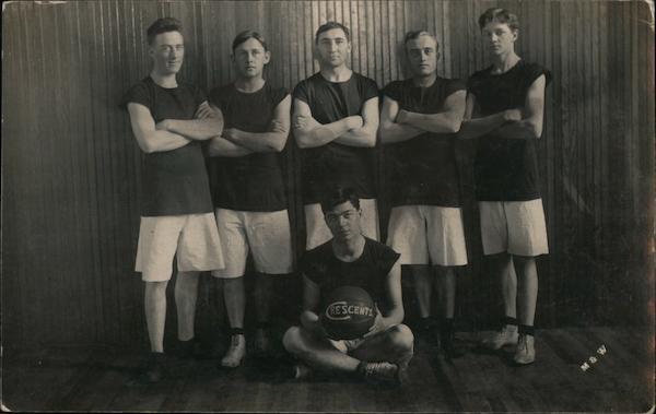 RPPC Bancroft,NE Crescents Basketball Team Cuming County Nebraska M & W Postcard