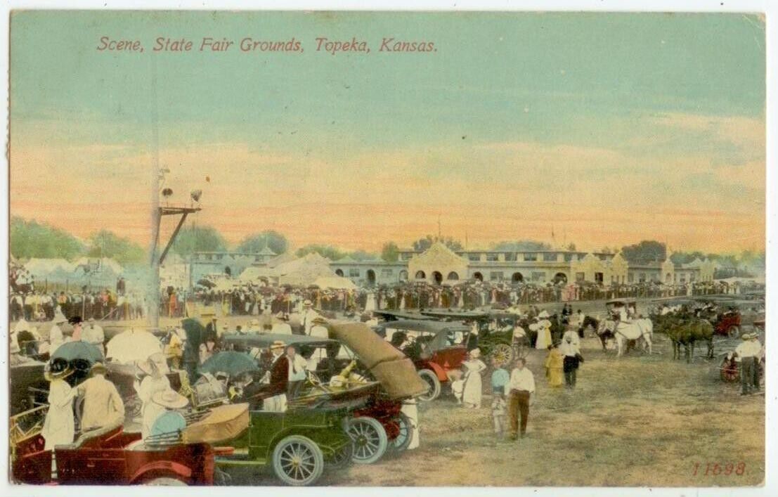 c1910 Topeka Kansas State Fair Grounds Scene - franked with 1ct Parcel Post RPO