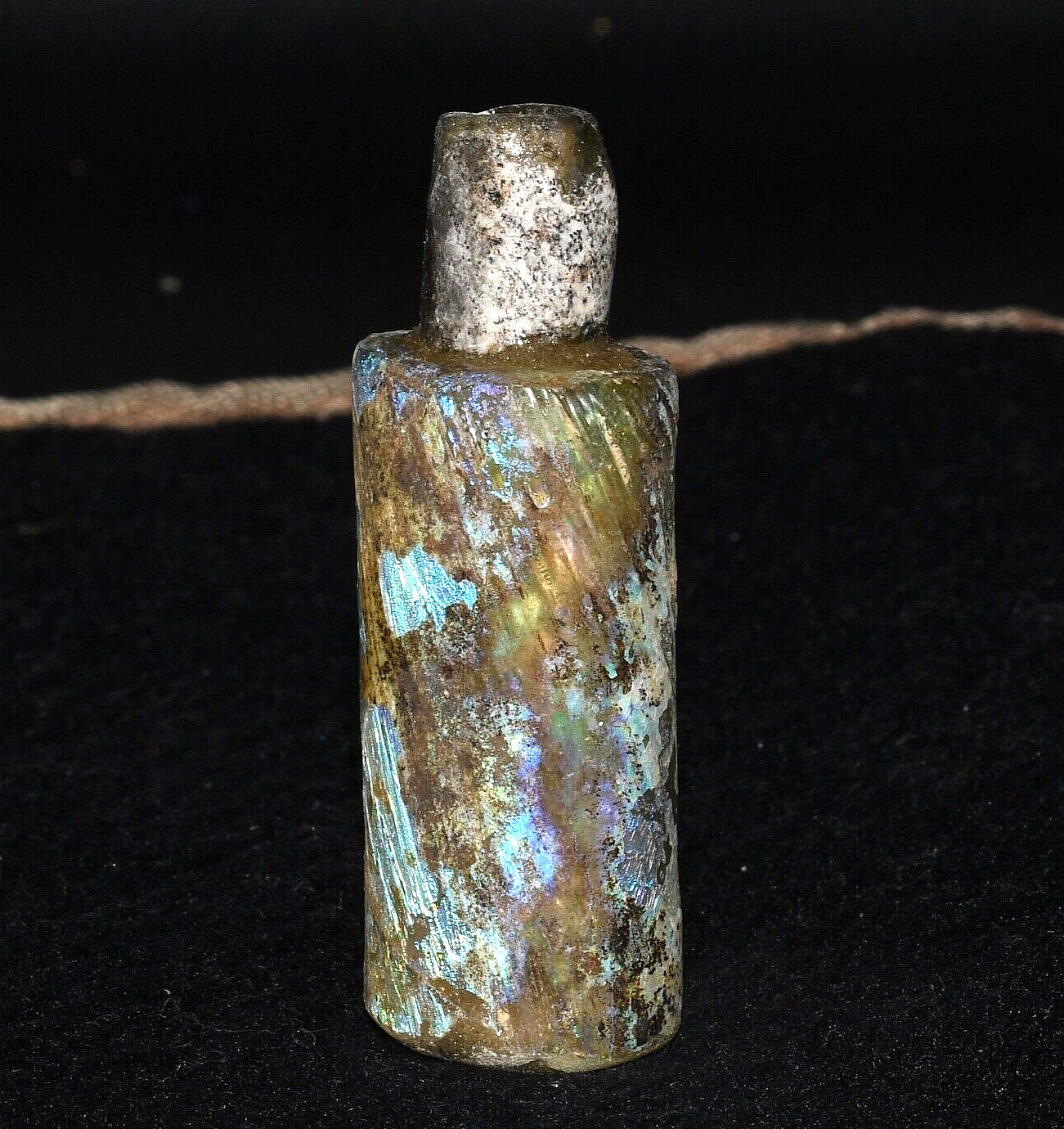 Authentic Ancient Roman Glass Bottle with Rainbow Patina C. 1st - 2nd Century AD