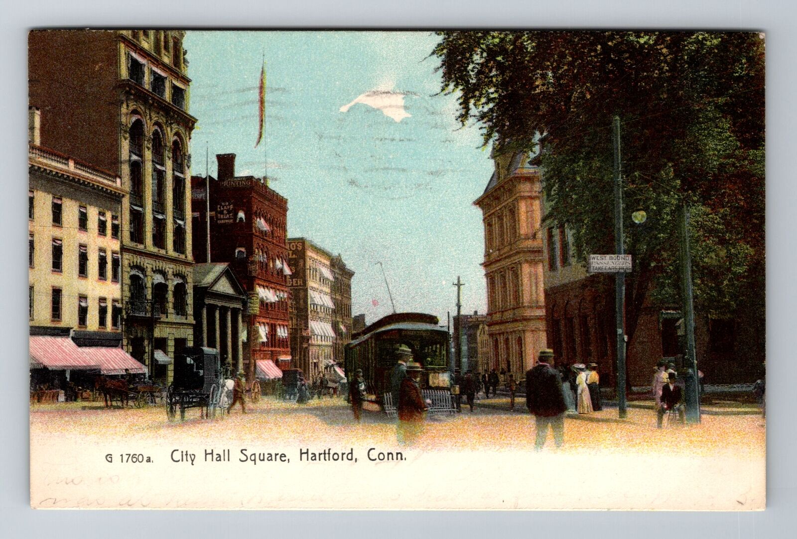 Hartford CT-Connecticut, City Hall Square, c1910 Antique Vintage Postcard