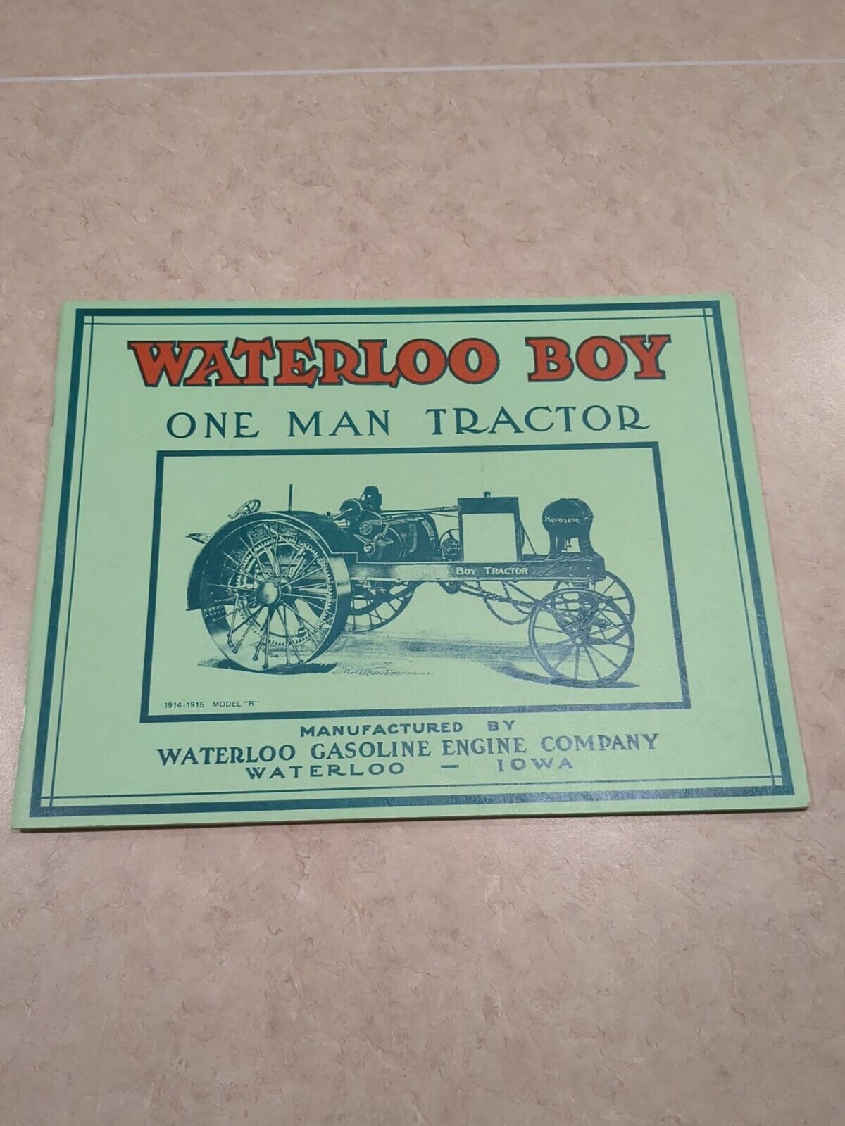 Waterloo Boy One Man Tractor Gas Engine Company Iowa Kerosene Advertising Green