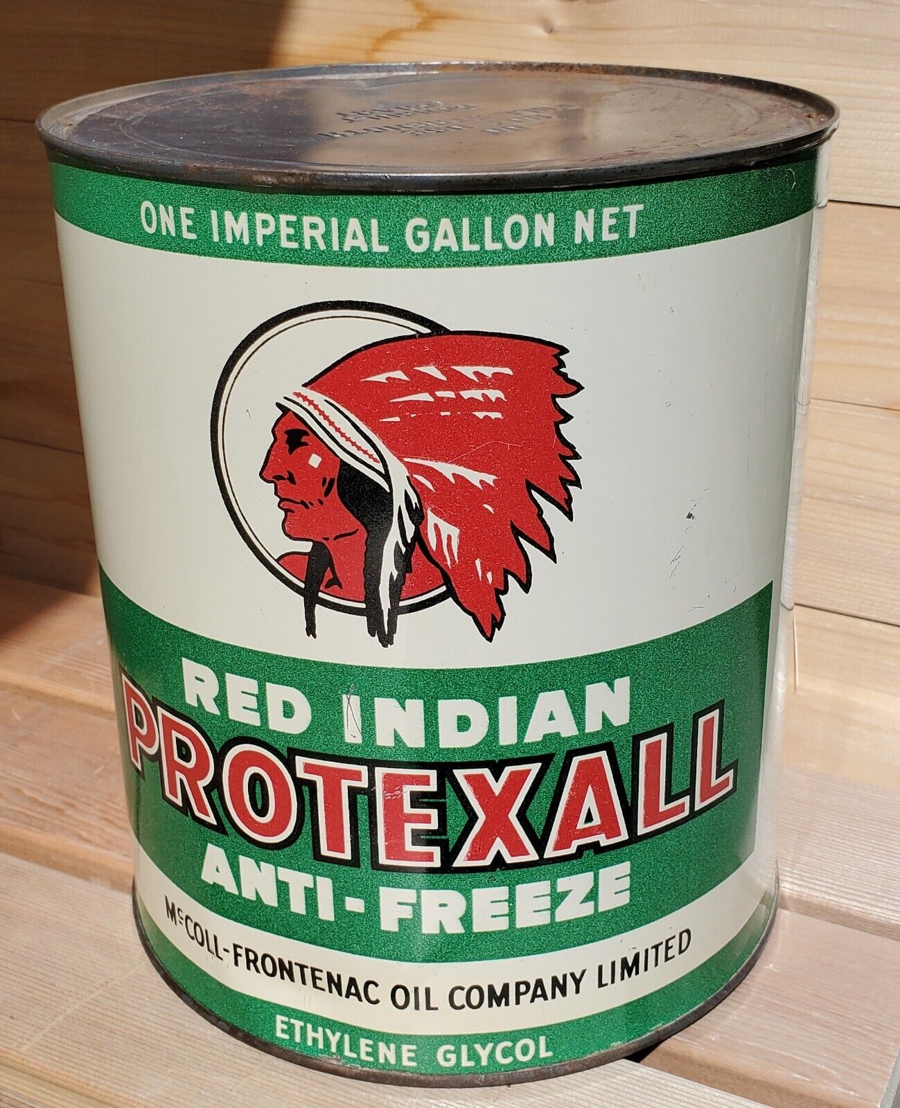 Rare Green Red Indian Protexall Antifreeze One Gallon Can