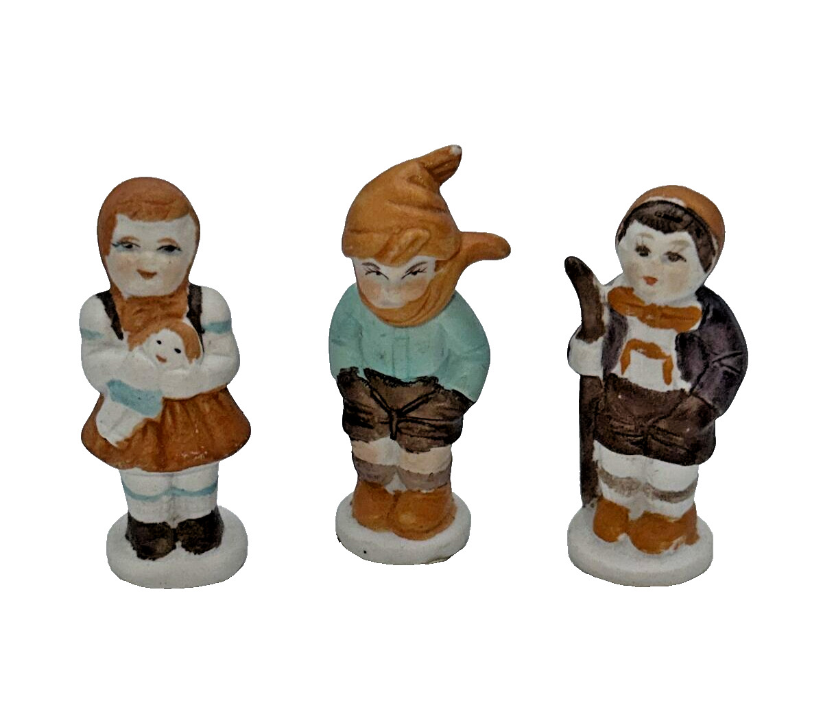 Vintage (Antique?) Ceramic Village People Figurines set of 3 Estate PIeces