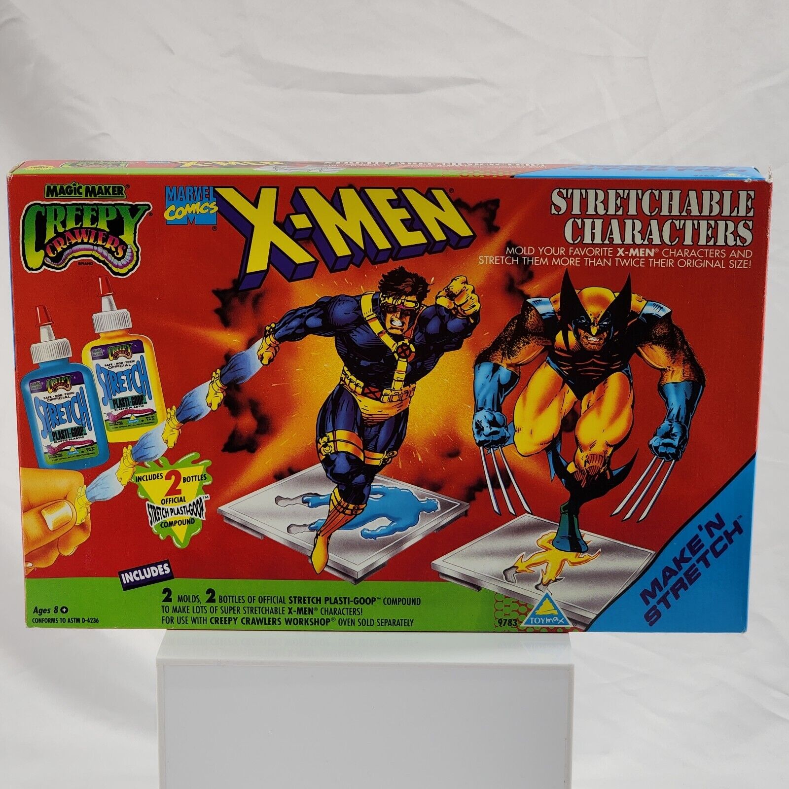 Vtg X-MEN Creepy Crawlers Stretchable Characters Mold Set Wolverine Cyclops 1995
