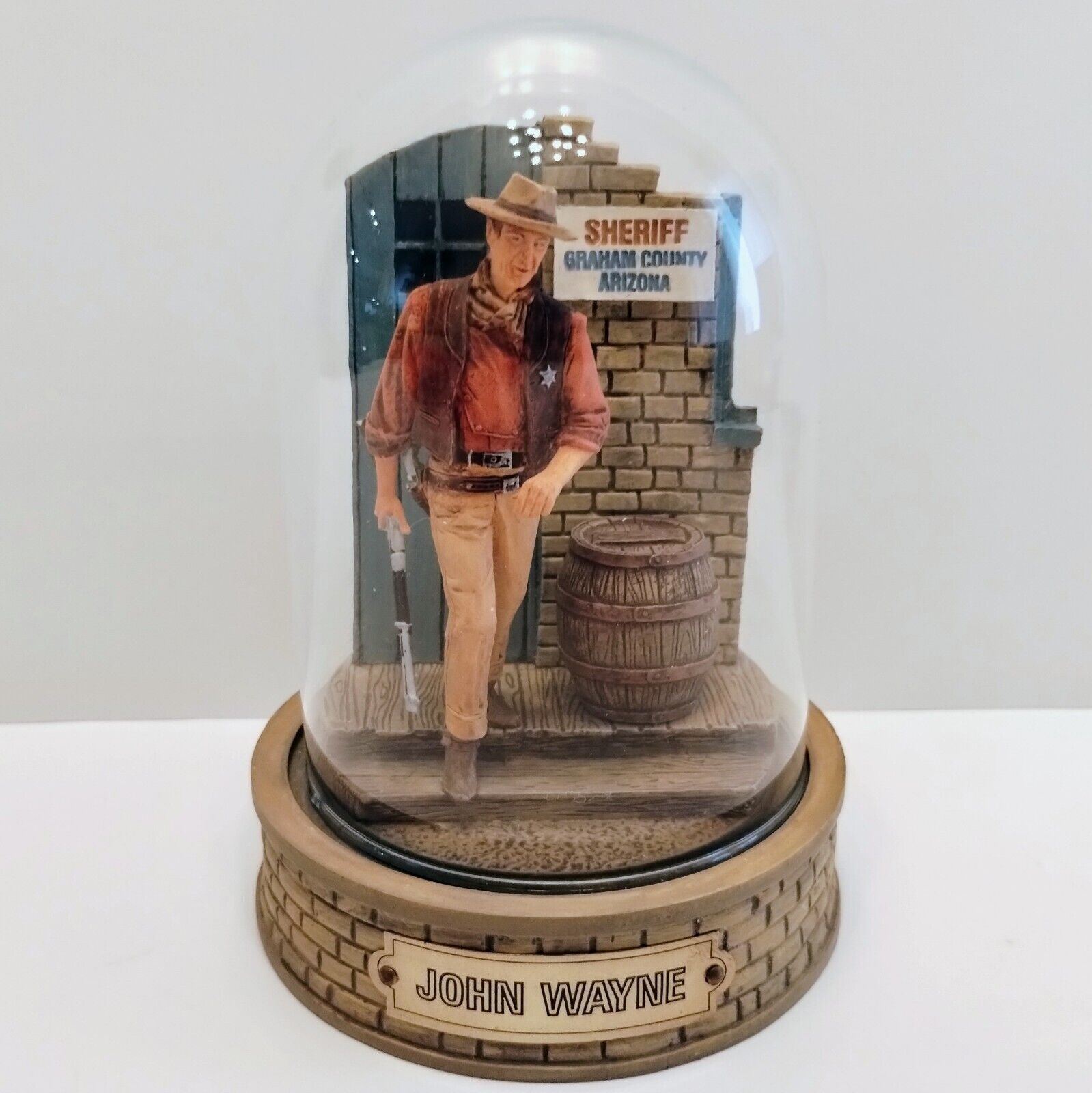 Franklin Mint John Wayne LONG ARM OF THE LAW Glass Domed Sculpture Figurine Rare