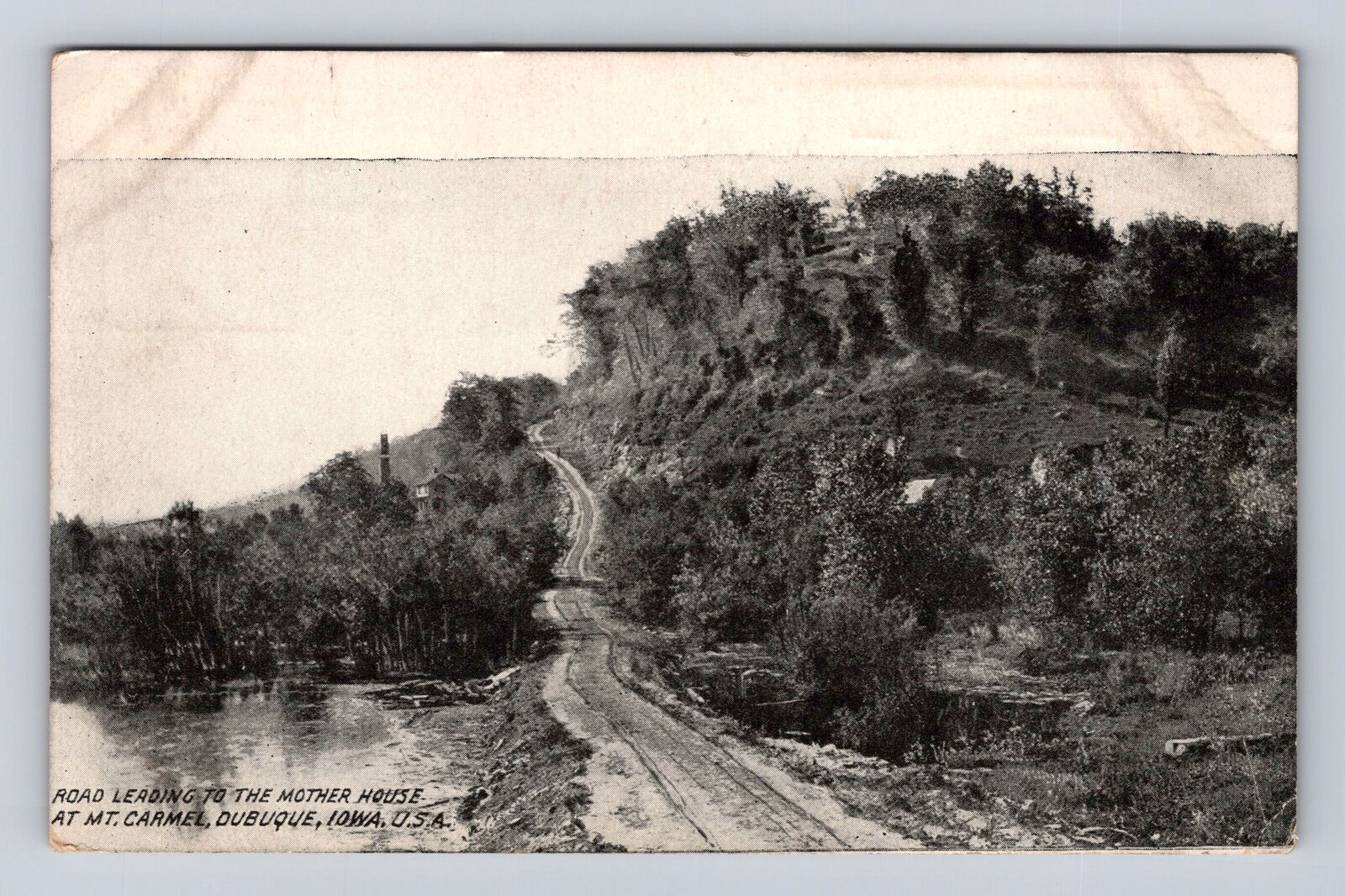 Dubuque IA-Iowa, Road to Mother House, Mt Carmel, Antique Vintage Postcard