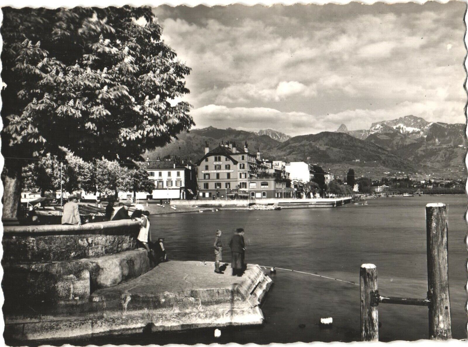 People Sight-seeing At The Port And The Roches de Naye, Switzerland Postcard