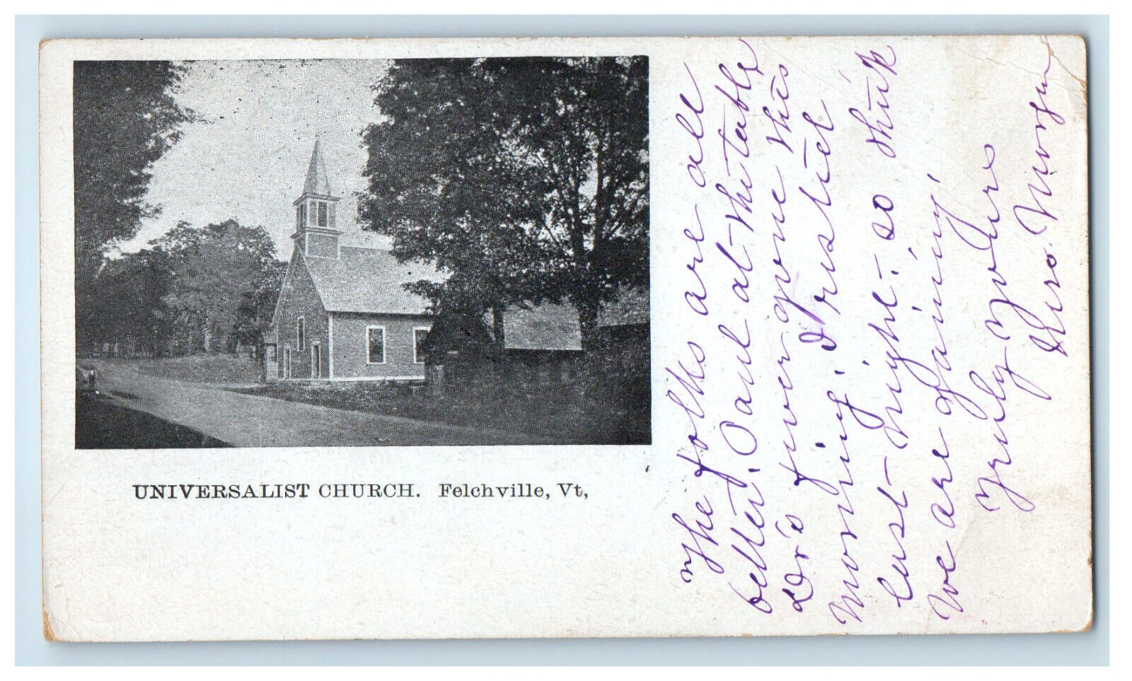 1907 Universalist Church, Felchville Vermont VT Amsden VT PMC Postcard