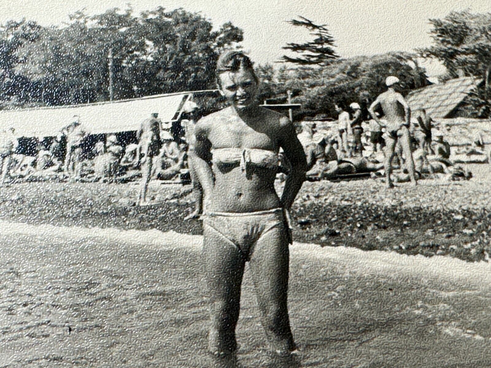 1950s Vintage Photo Pretty Slender Young Woman Model Bikini ORIGINAL Snapshot