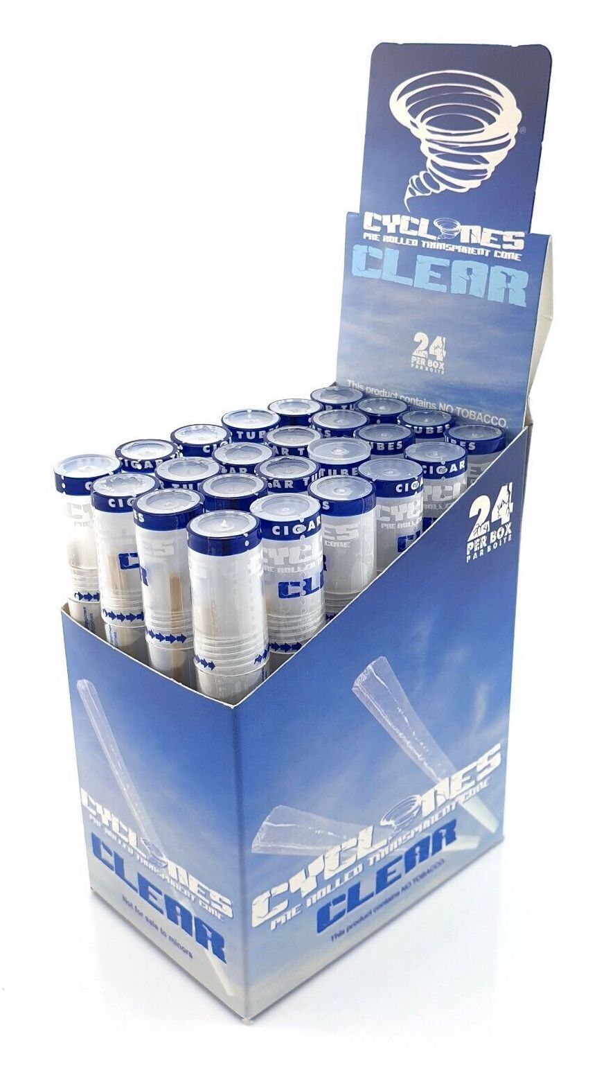 Box of 24 Cyclone Natural Clear Pre-Rolled Cones Cigarette Flavoured Tip Papers