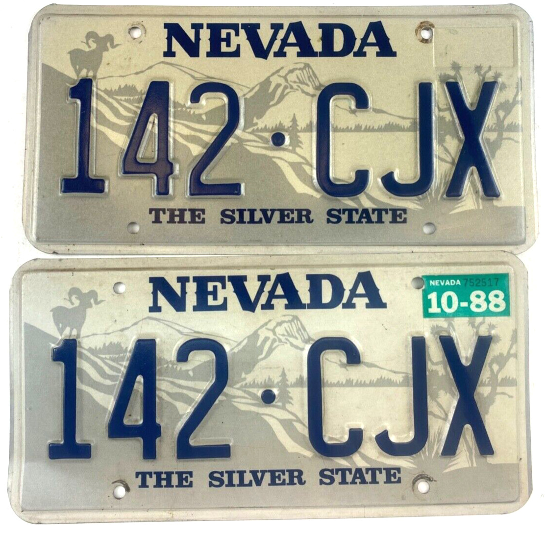 Nevada 1988 License Plate Set Vintage The Silver State Garage Decor  Collector