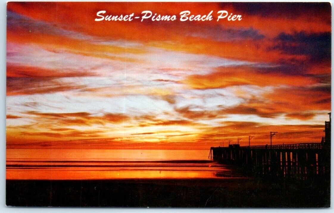 Postcard - Sunset-Pismo Beach Pier - Pismo Beach, California