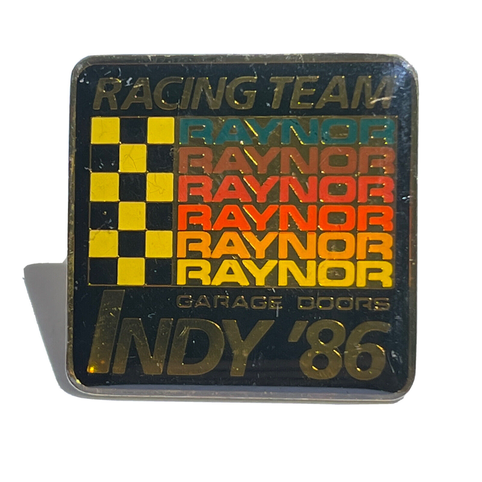 Raynor 1986 Indianapolis Indy 500 Brickyard IndyCar Race Car Lapel Pin Pinback