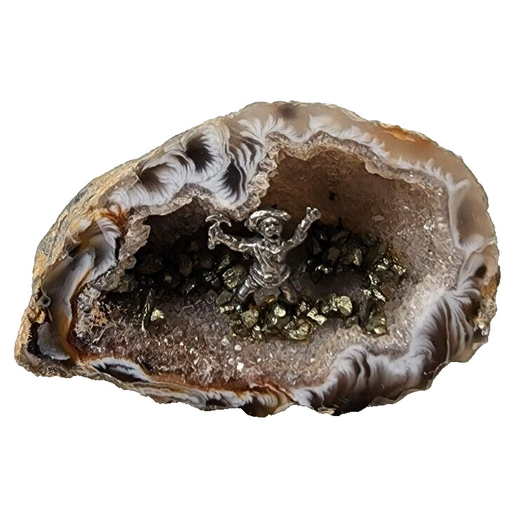 Geode With Pewter Miner Diorama 3 Inch