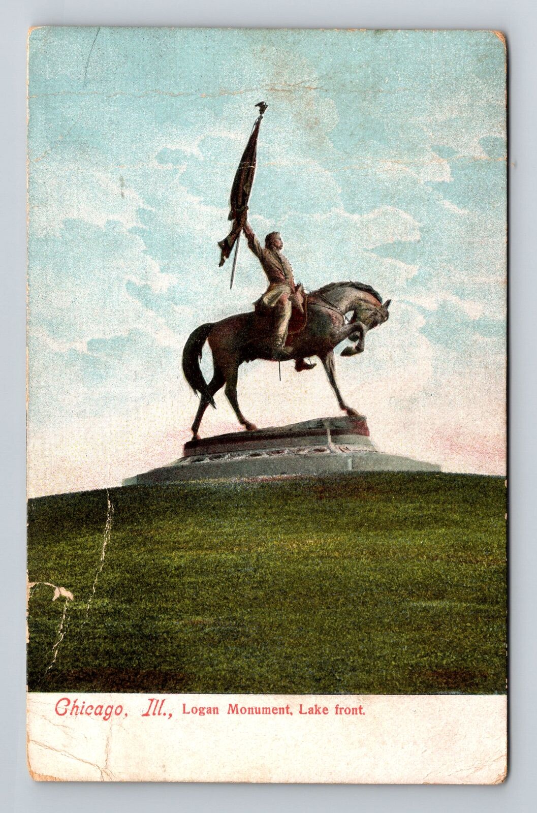 Chicago IL-Illinois, Logan Monument, Lake Front, c1907 Vintage Souvenir Postcard
