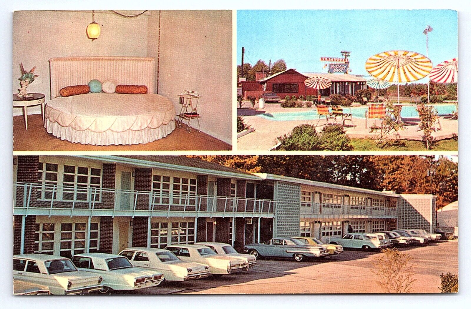 Postcard Holiday Host Motel in Gadsden Alabama AL 1960s Cars