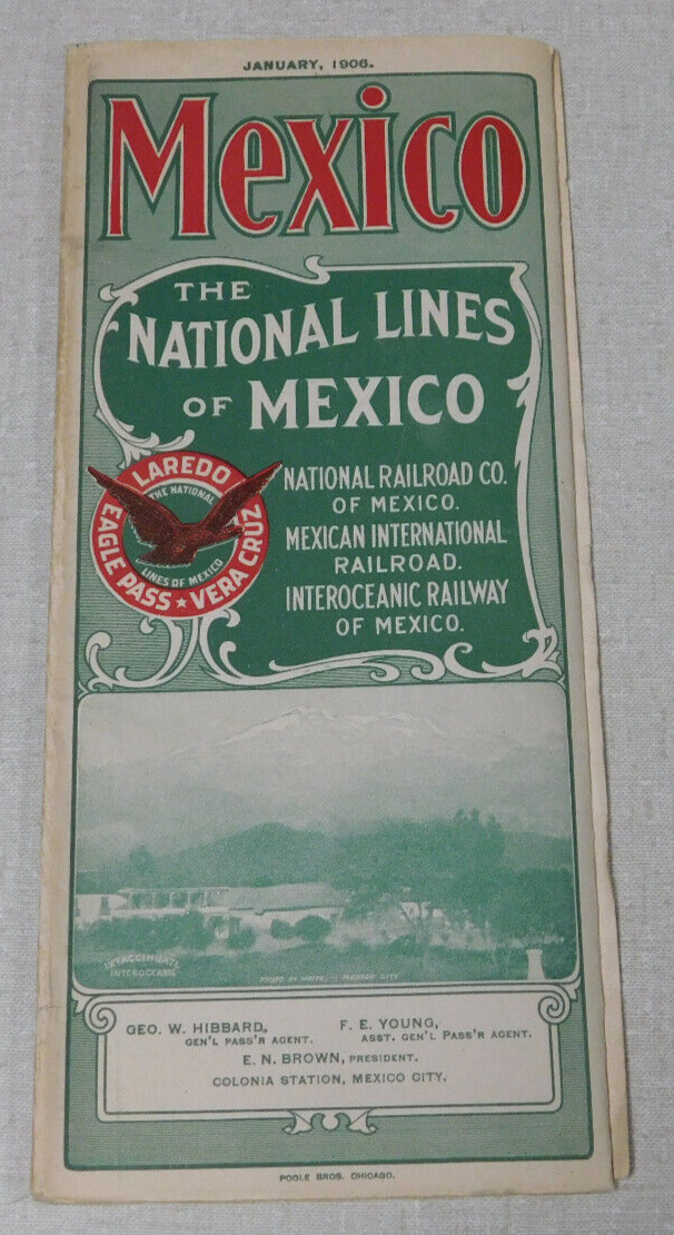 1906 National Lines of Mexico railroad public time table