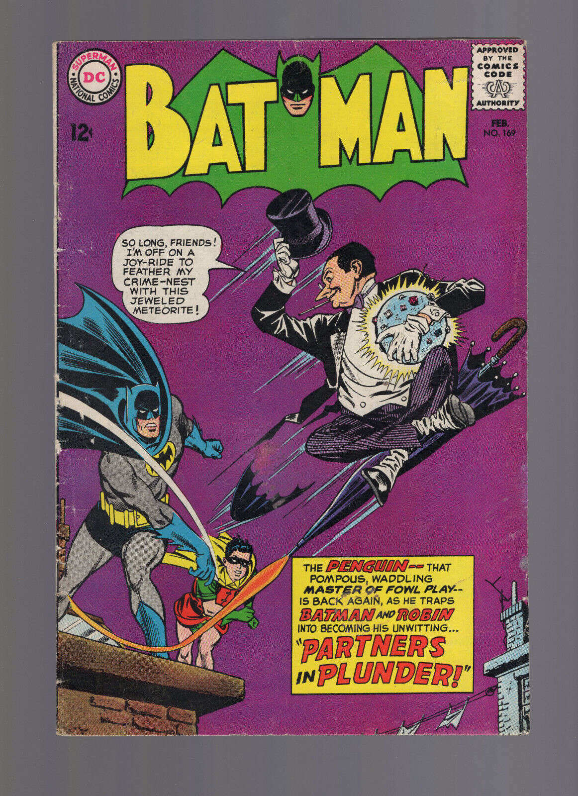 Batman #169 - DC Comics 1965 - 2nd Silver Age Penguin Appearance - Lower Grade