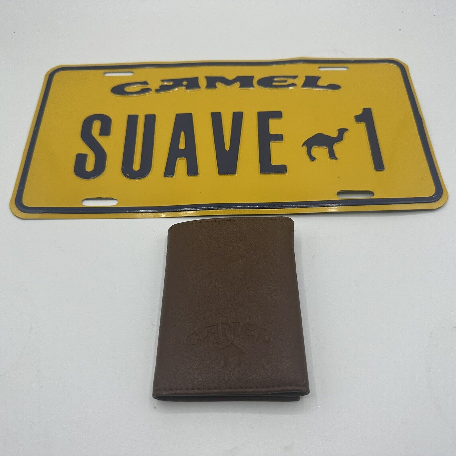 Vintage Camel Cigarettes Suave 1 License Plate PLUS New Camel Wallet READ