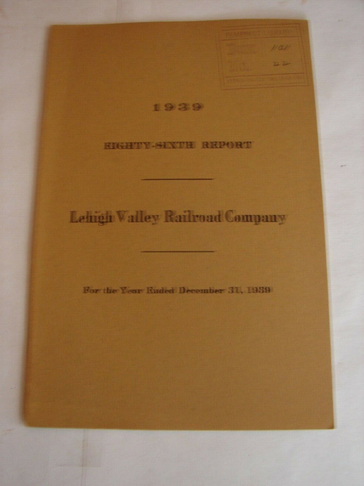 LVRR - 1939 - 86th Annual Report Board Directors LVRR Co. to Stockholders 