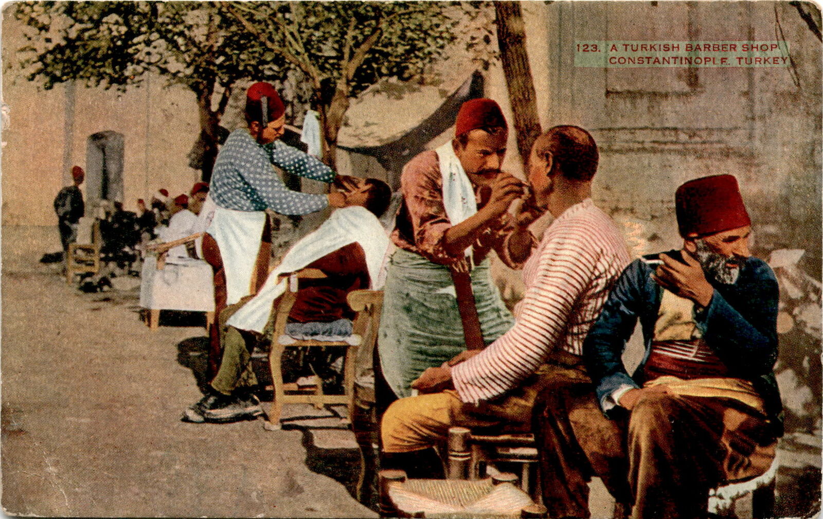Vintage Postcard: Turkish Barber Shop in Constantinople
