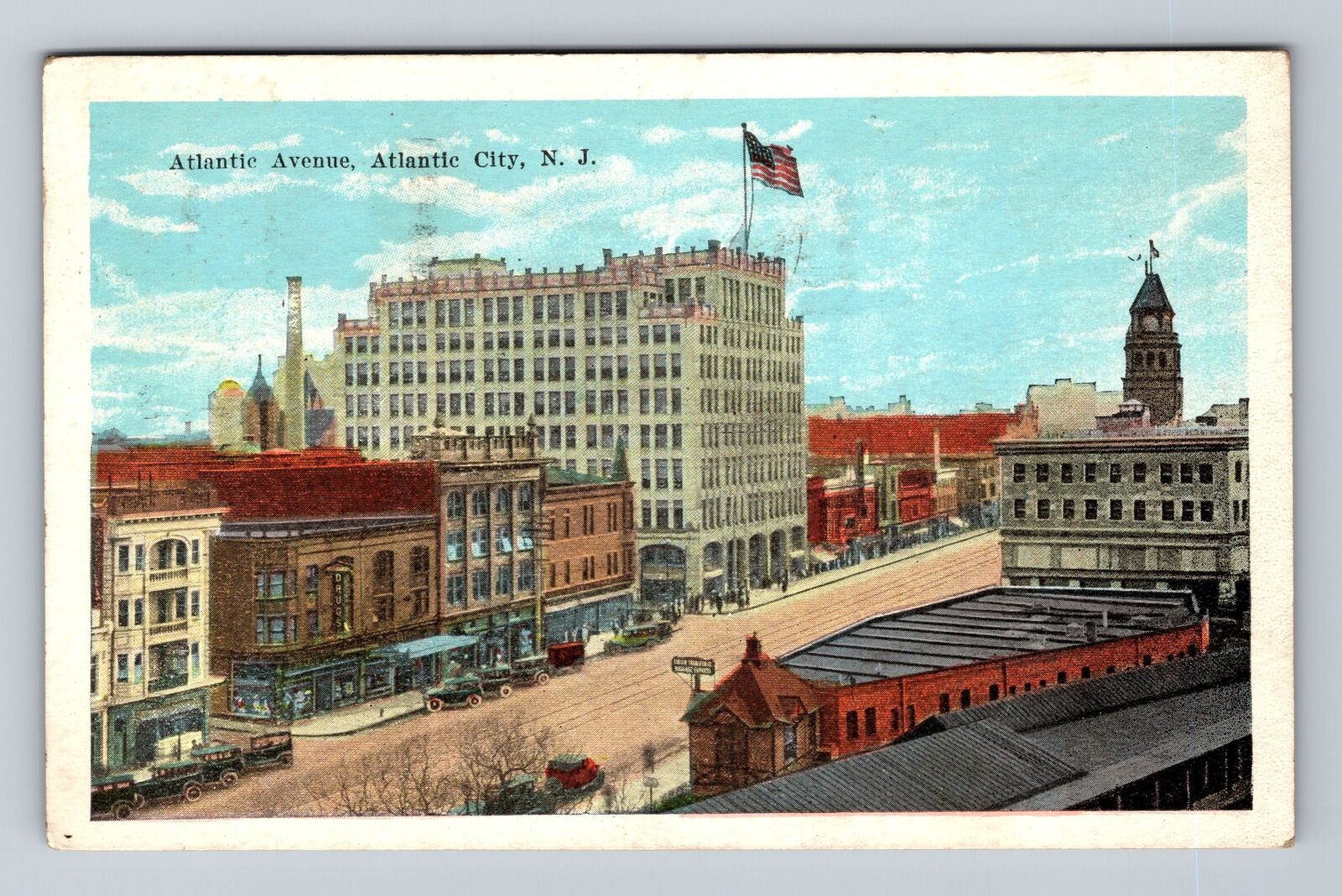 Atlantic City NJ-New Jersey, Aerial View Atlantic Avenue, Vintage Postcard