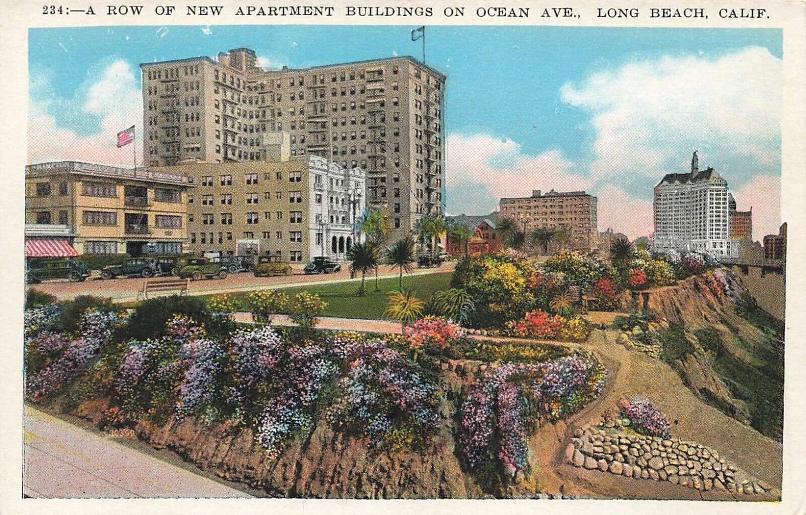 Postcard Long Beach California New Apartment Buildings on Ocean Ave