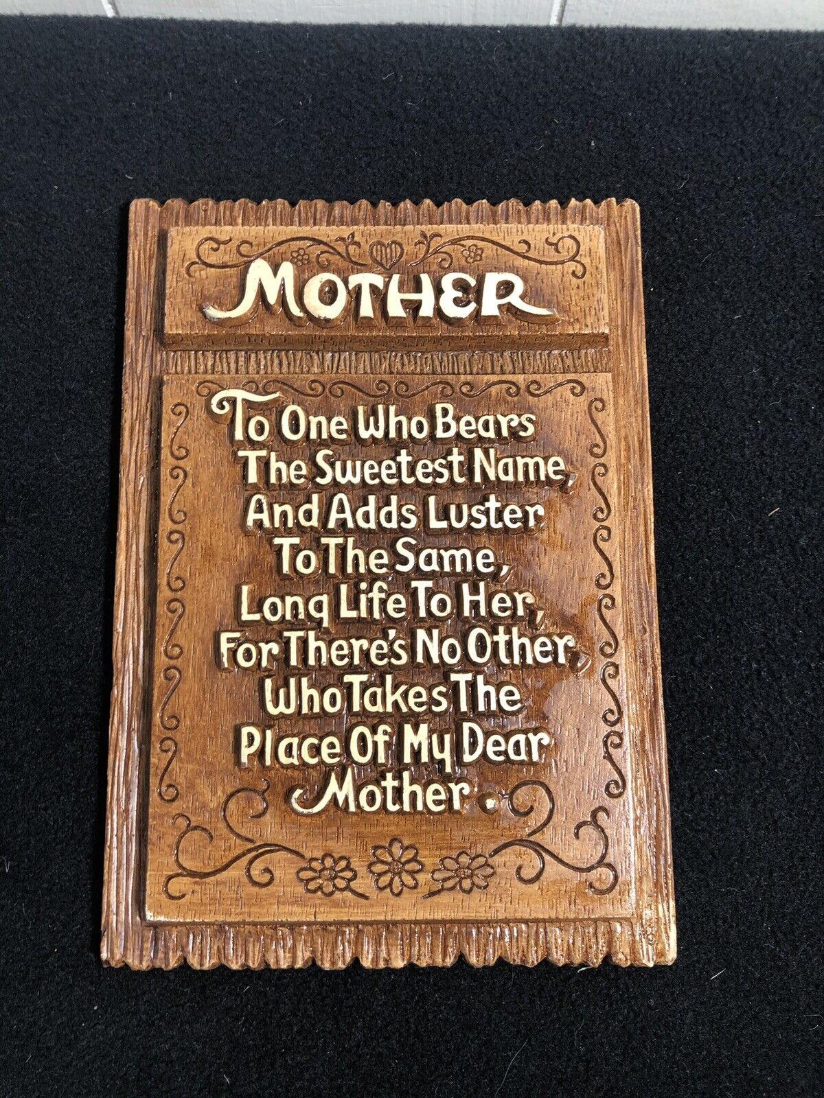 Vintage Multi Products BROWN Wood-Look Plastic MOTHER Wall Plaque 6 x 9